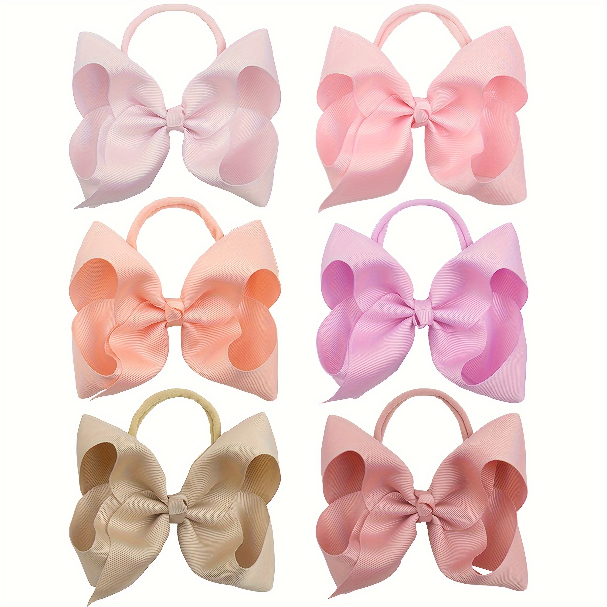 

6pcs 6 Colors Nylon Bow Headbands, Girls Headbands, Hair Accessories