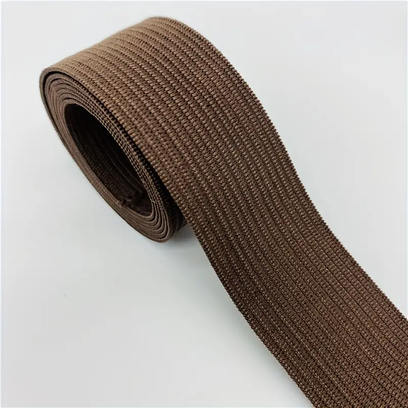Twill Elastic Band Double Side 1 Flat 4 Yard 1 Roll Flat Elastic Ribbon  Cord Brown for Sewing, Waistband
