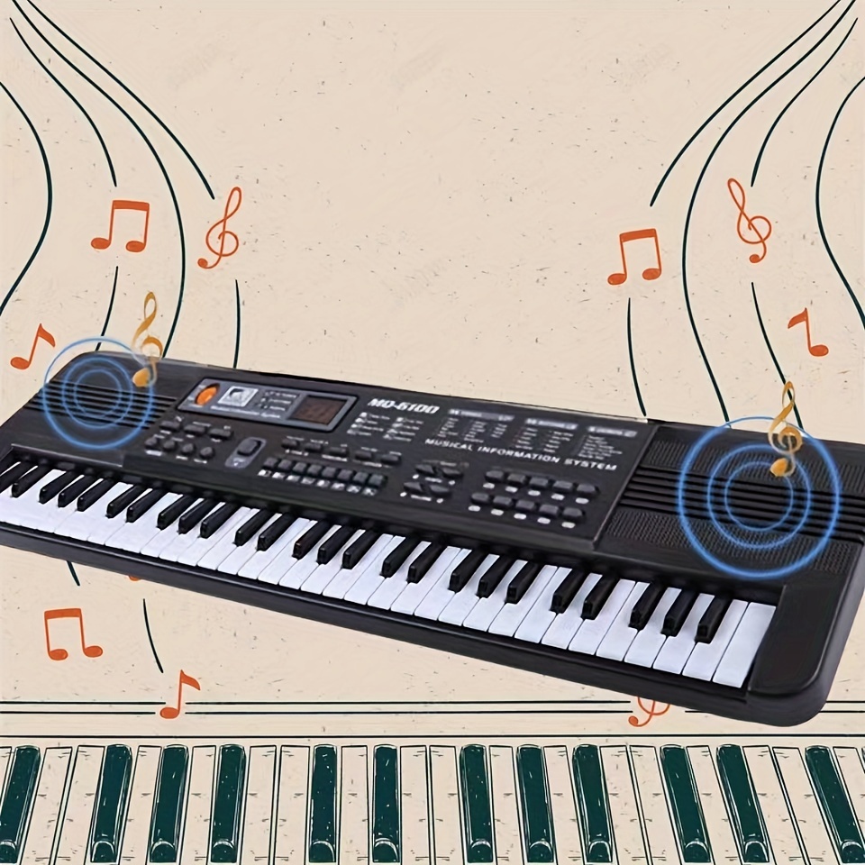 Piano électronique 44 touches avec micro, alimentation électrique et piles