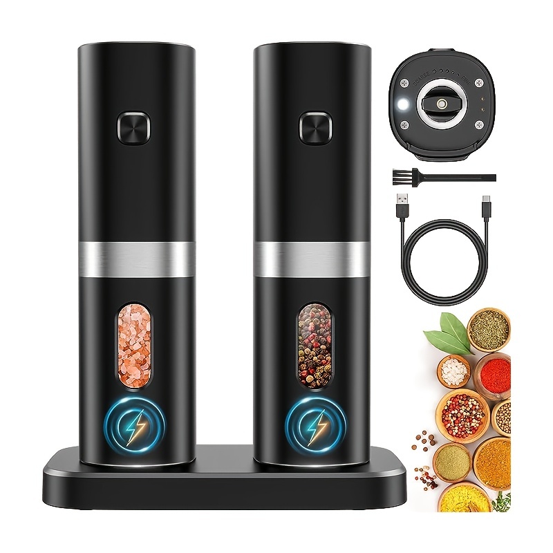 New Electric Salt And Pepper Grinder Set With Charging Base