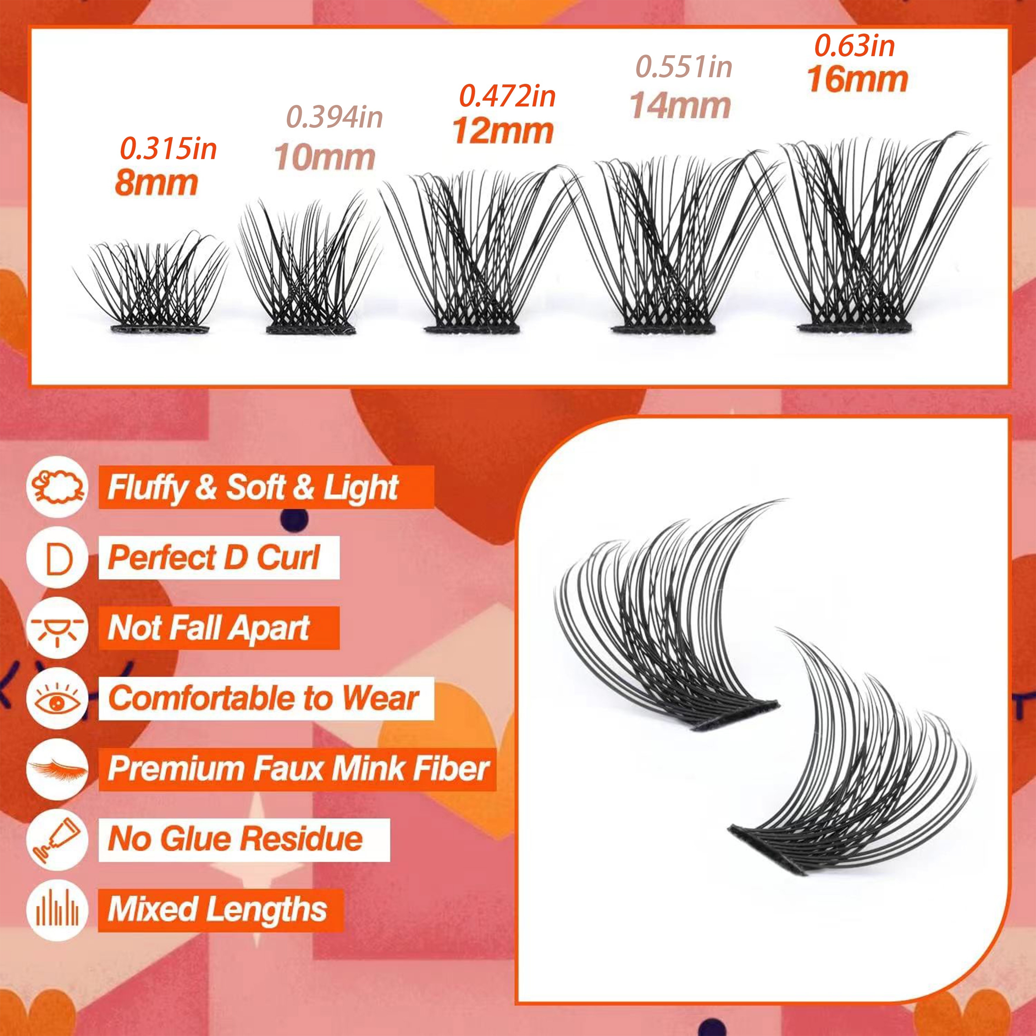 120 Stück Bunte Wimpern-Büschel – 6 Farben, 14mm & 16mm, Für DIY Wimpernverlängerung