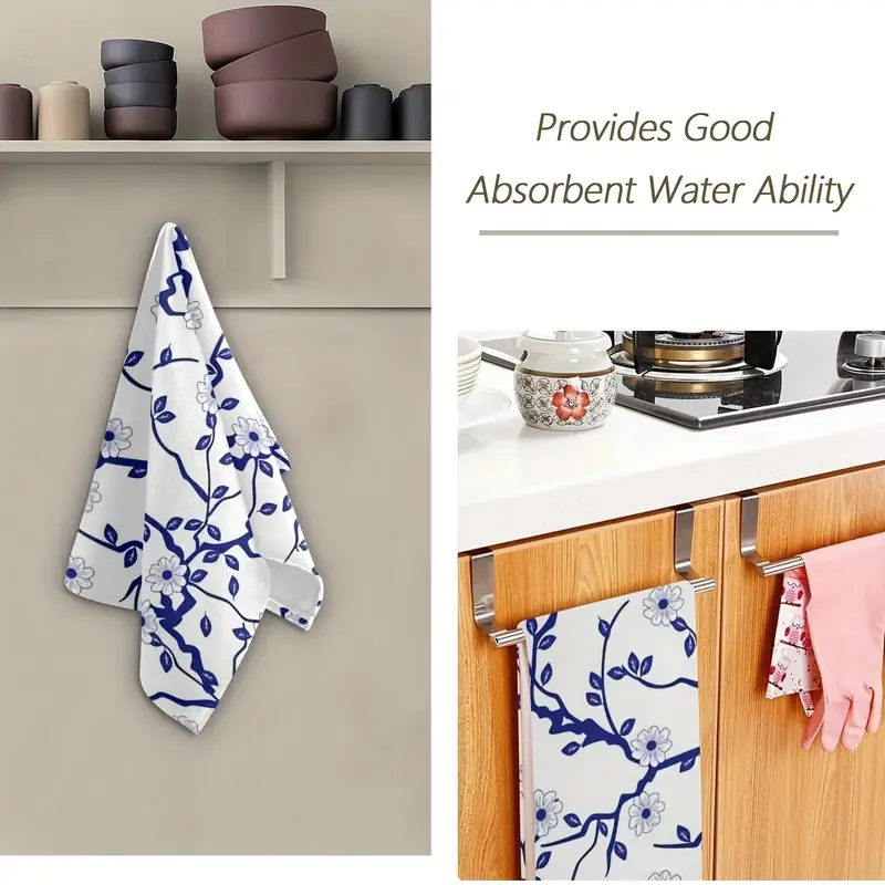 Hand Towels Blue And White Flower Kitchen Dish Towels - Temu