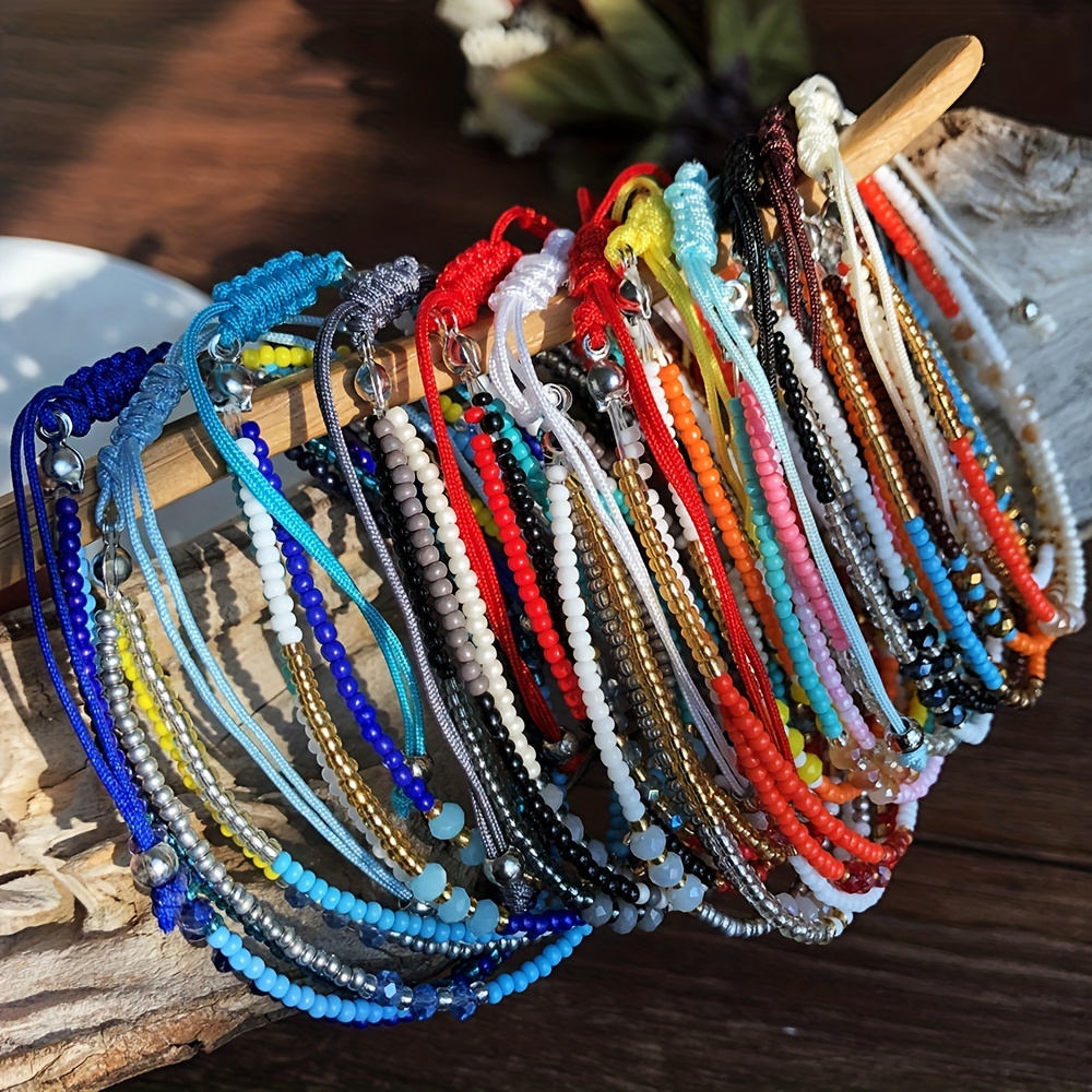 Colorful Seed Bead Friendship Bracelets Summer Strand String