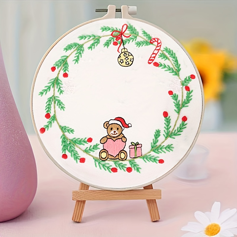  Awesocrafts 2 Pack Embroidery Kit, Flowers Santa Claus