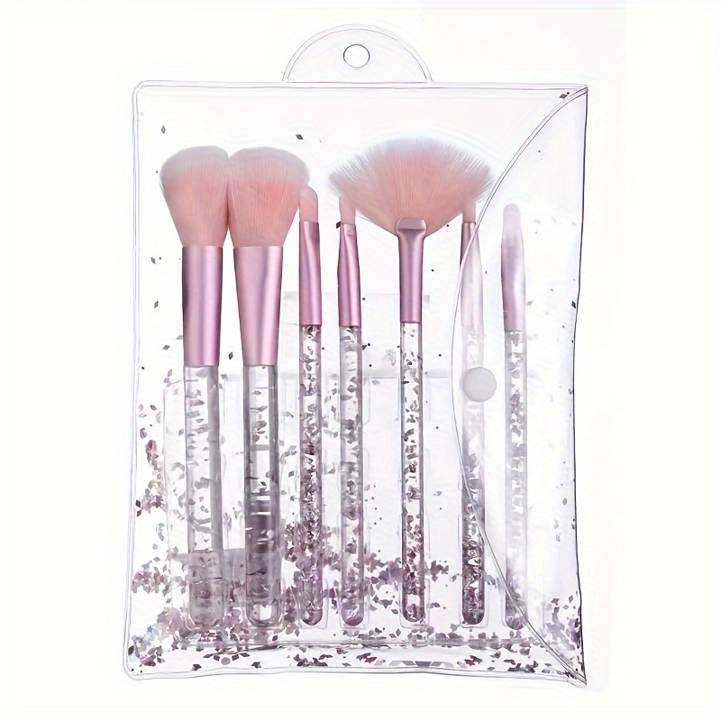 7pcs Makeup Brush Set With Storage Bag Portable Brush Make Up Brush Blending  Brush For Makeup Highlight Brush Glitter Blue Eye Shadow Brush Face Makeup  Brush Makeup Tool