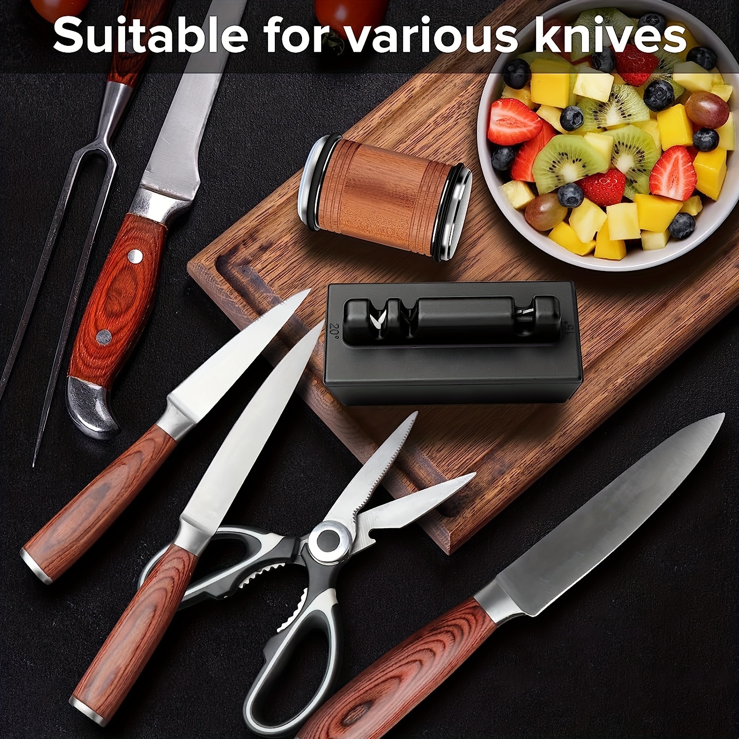  Rolling Knife Sharpener - Knife Sharpening Tool with Industry  Diamonds for Steel of Any Hardness, Kitchen Knives & Scissors, 15 & 20  Degrees Multi-Functional Magnetic Angle Base: Home & Kitchen