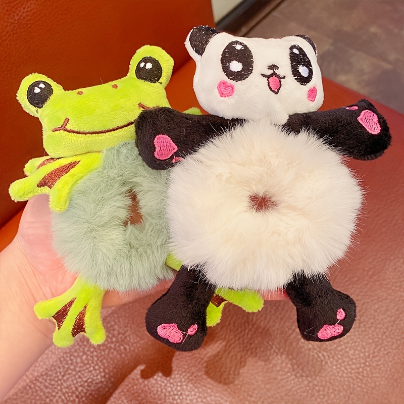 New Plush Hair Rope Ties Fashion Frog Pattern Ponytail Holder