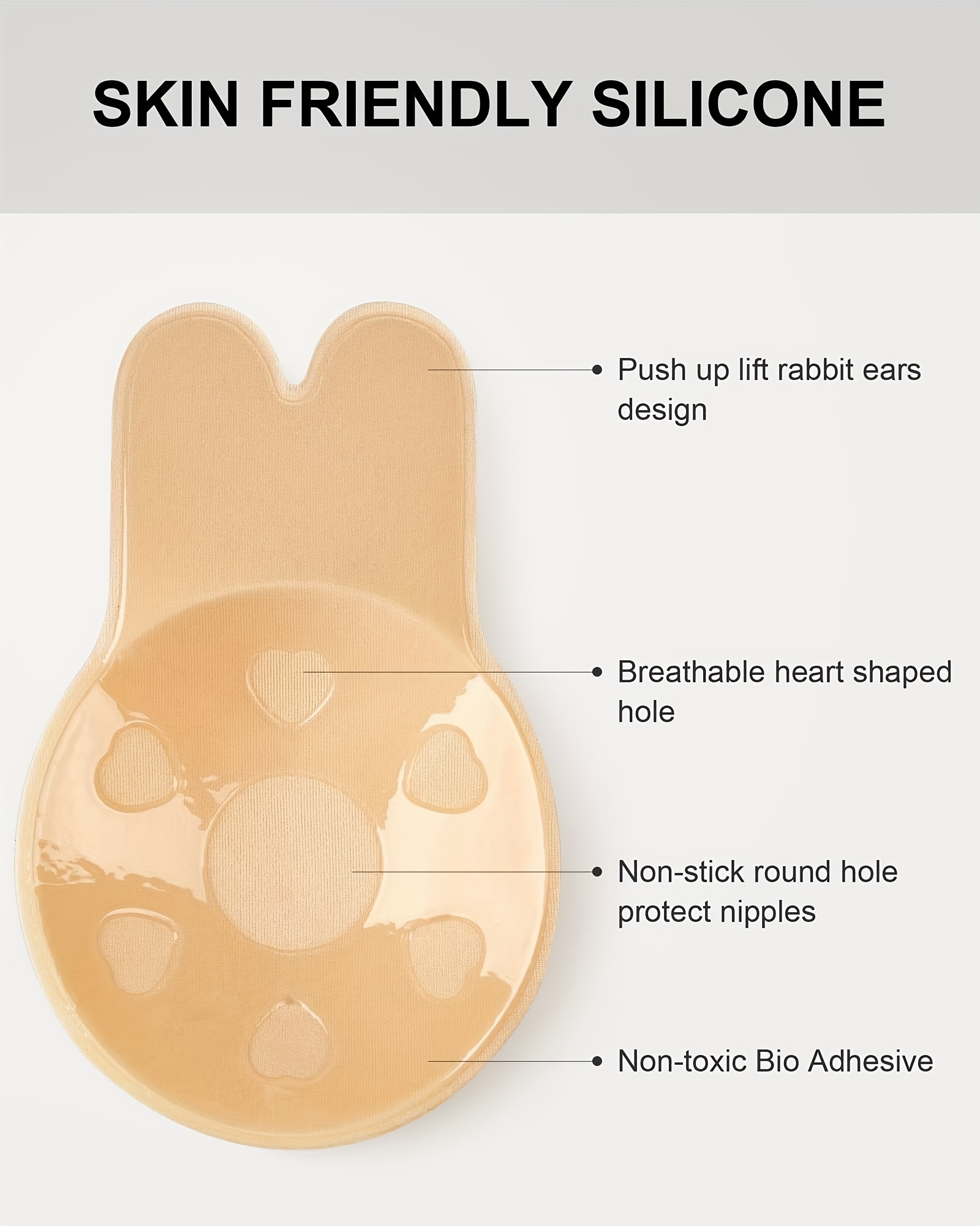 Breathable Invisible Silicone Breast Lift And Rabbit Ear Breast