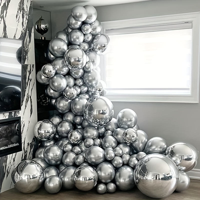 

97-piece Silver 4d Aluminum Foil Balloon Garland Arch Set - Perfect For Weddings, Birthdays, Baby Showers & More! Christmas, Halloween, Thanksgiving Day Gift