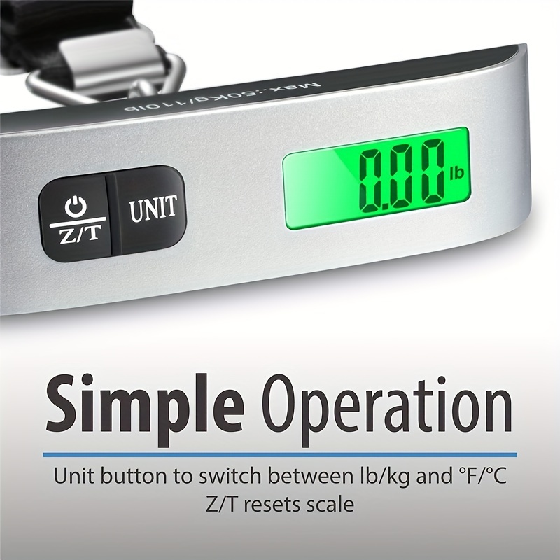 Portable Handheld Electronic Luggage Scale Digital LCD Backlight 110lb/50kg High Pressur Hanging Electronic Luggage Suitcase Travel Weighs Baggage Bag Weight Balance Tool