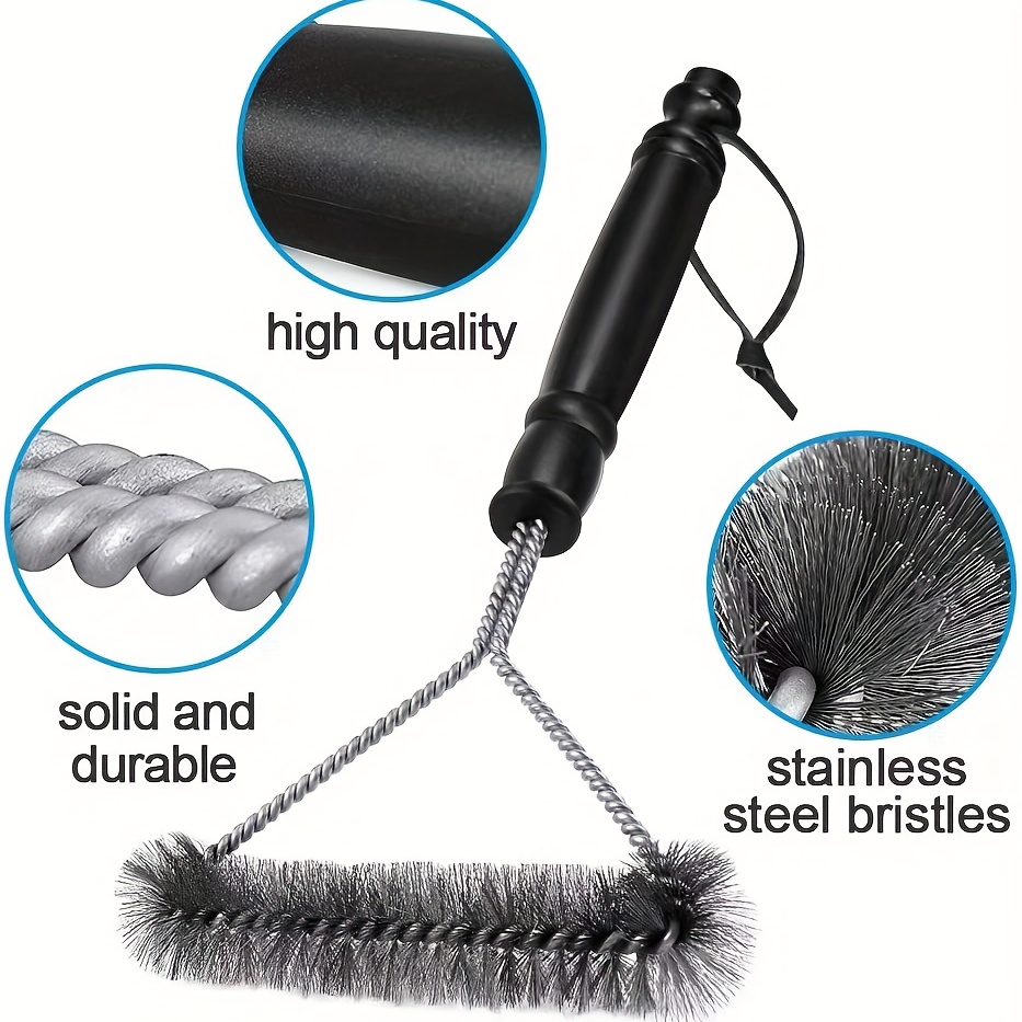 BBQ Grill Brush Set, Barbecue Grill Brush and Scraper, 12-Inch 3-Sided Grill  Brush - Two Set for All Grill Cleaning, Great BBQ Grilling Accessories Gift  