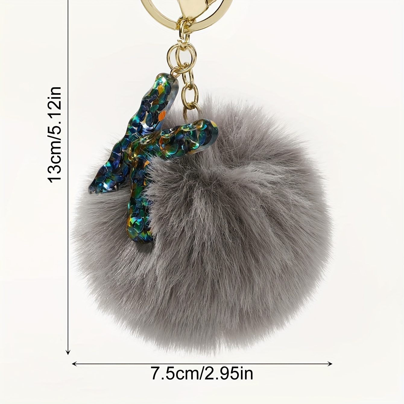 Alphabet Initial Letter K Pom Pom Keychain Cute Plush Key Chain Ring Purse  Bag Backpack Charm Earbud Case Cover Accessories Women Girls Gift
