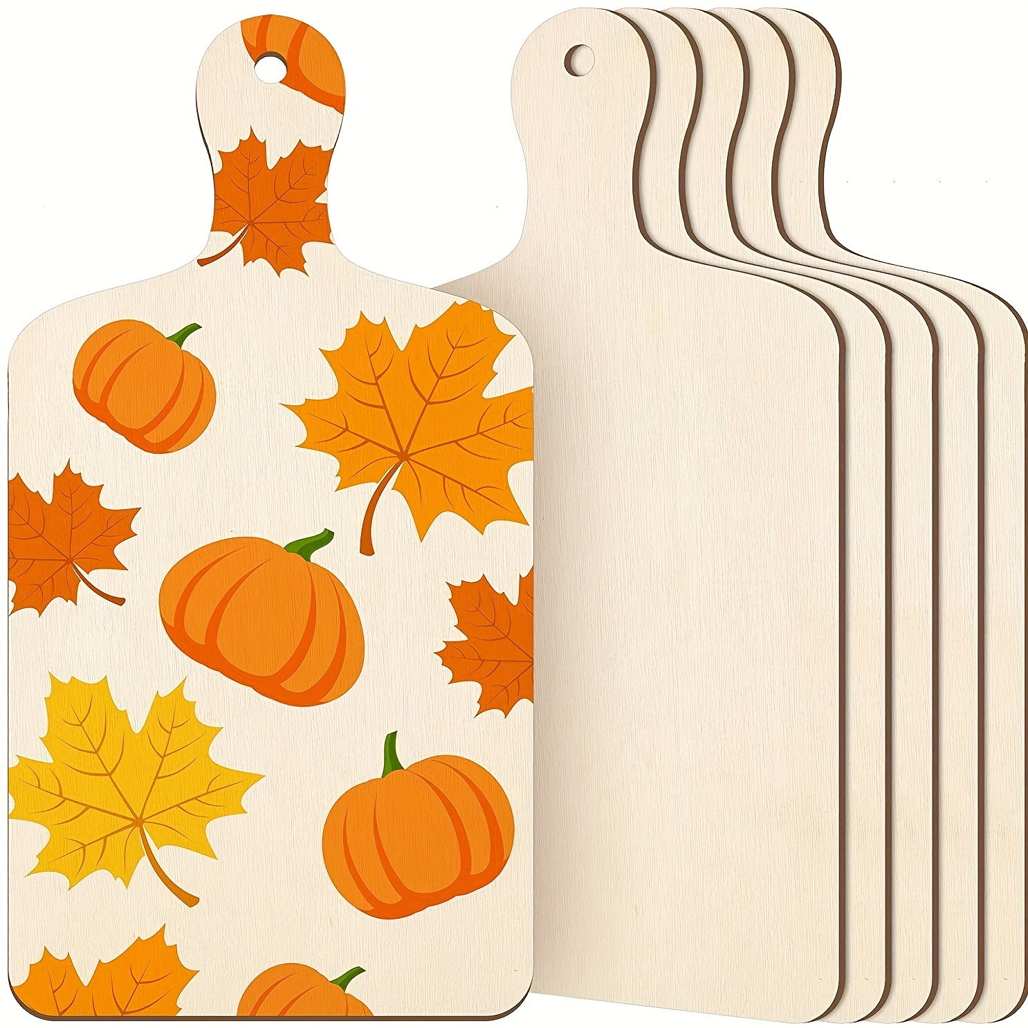 6Pcs Paddle Cutting Board with Handle Cheese Board Serving Board Wood