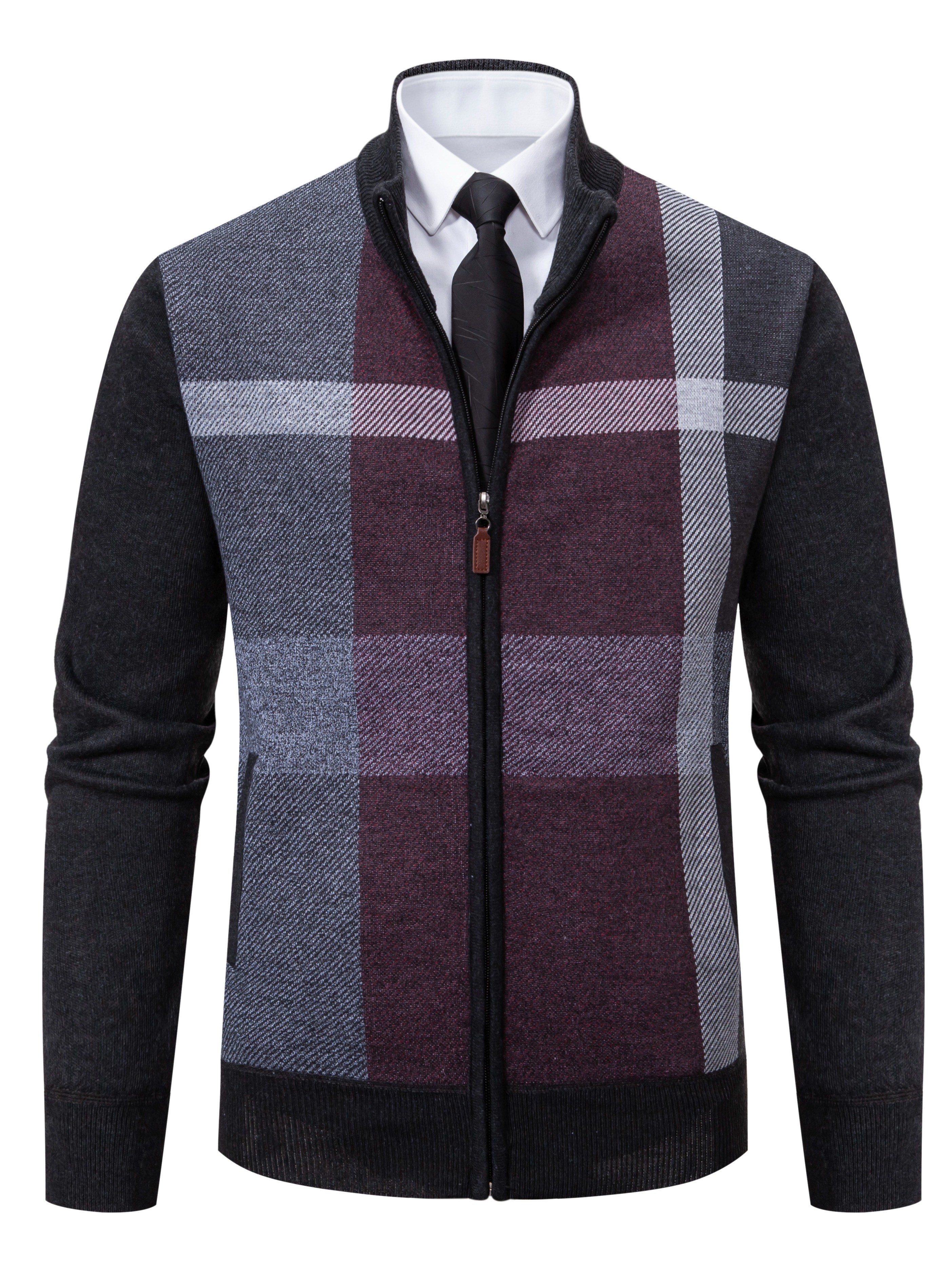Match Knitted Retro Argyle Sweater Men's Casual Warm - Temu
