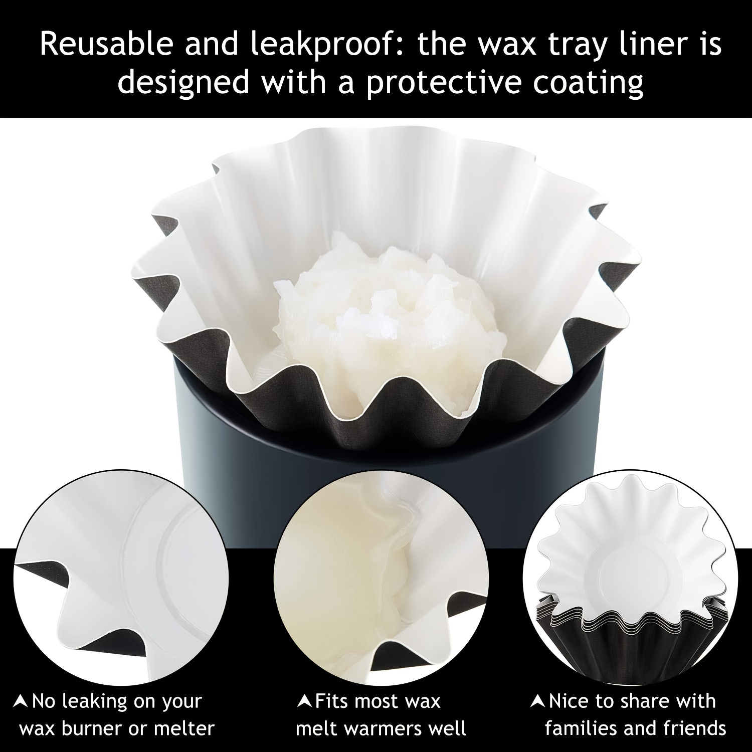 50Pcs Wax Melt Warmer Liners Reusable Leakproof Wax Tray Liners for Plug in  Wax Warmers Wax Melt Burner, 6 Colors Candle Warmer Liners Wax Liners for  Scented Wax Electric Wax Warmers(Black) 