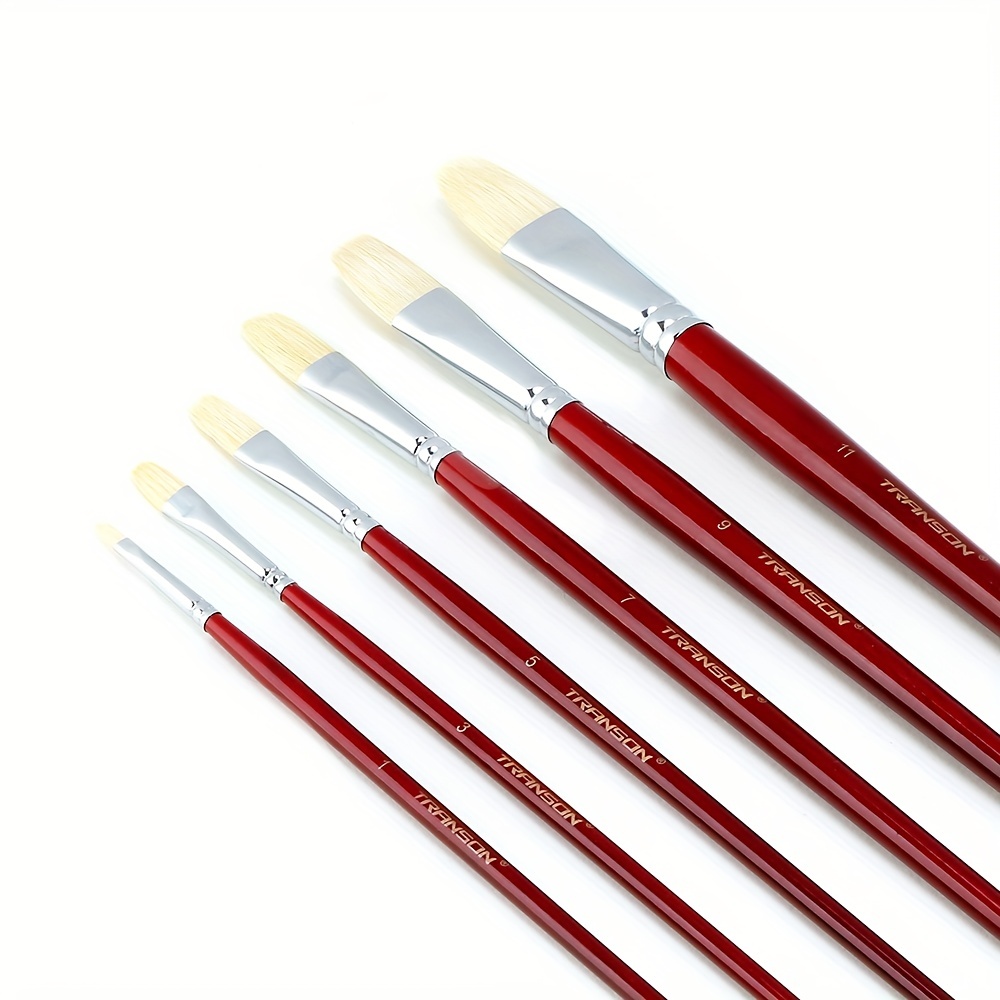 Premium Hog Bristle Filbert Paint Brushes Set - Temu