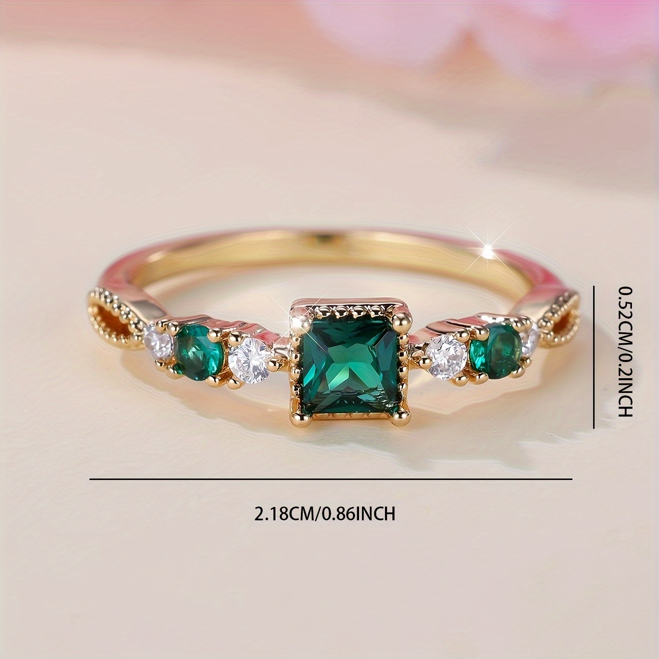 Vintage Zirconia Inlaid Ring - Dainty Birthday Gift