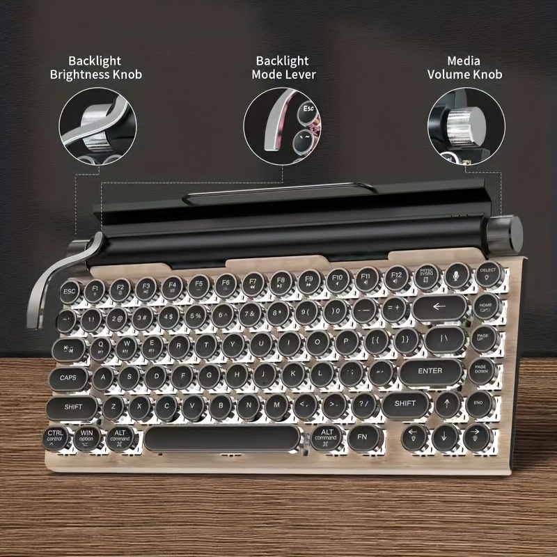 7KEYS Teclado de máquina de escribir retro, máquina de escribir eléctrica  vintage con mecánica clásica mejorada, teclas redondas punk para  computadora