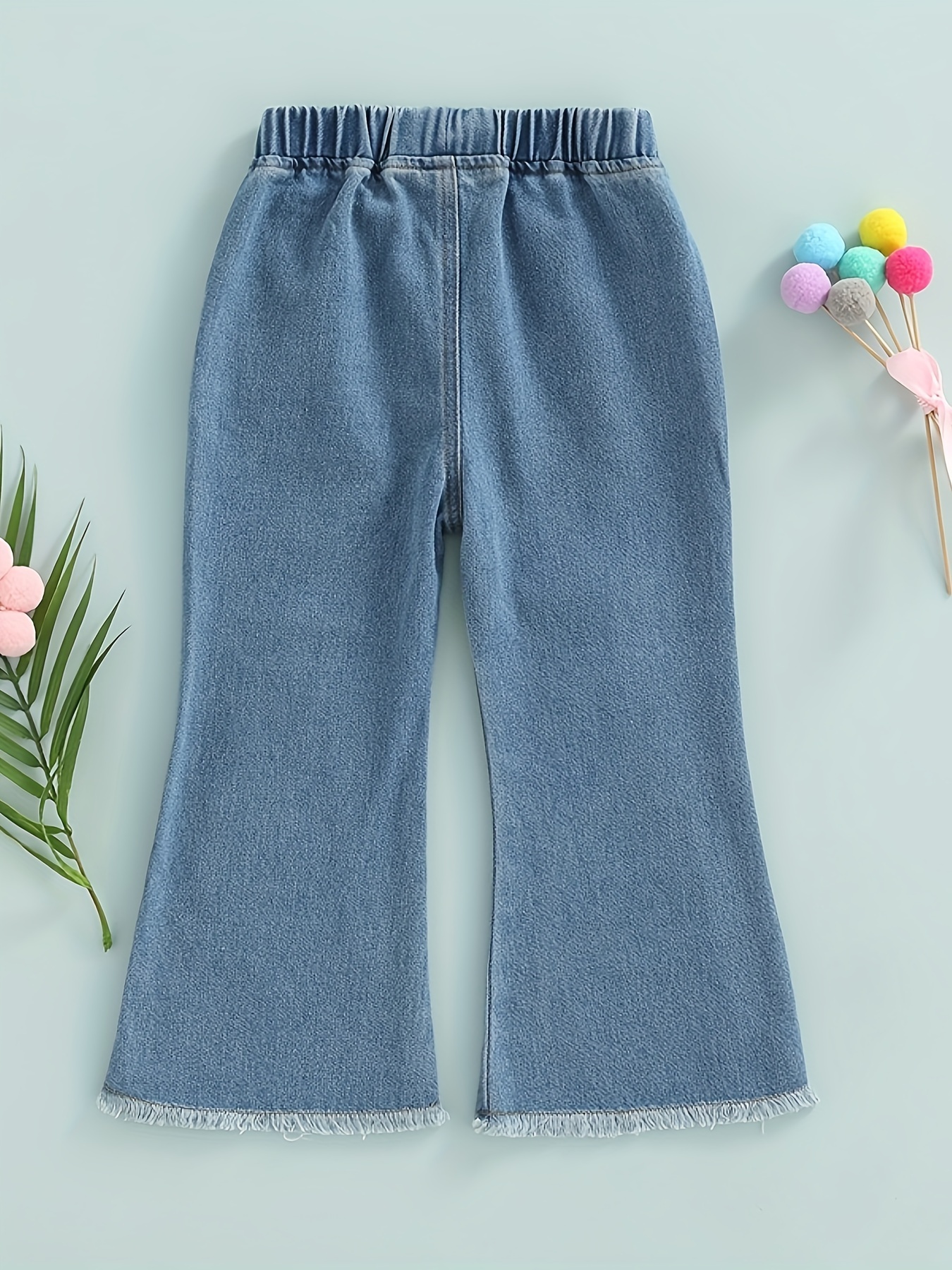Girl's Bell Bottom Loose Fit Stretchable Denim Jeans
