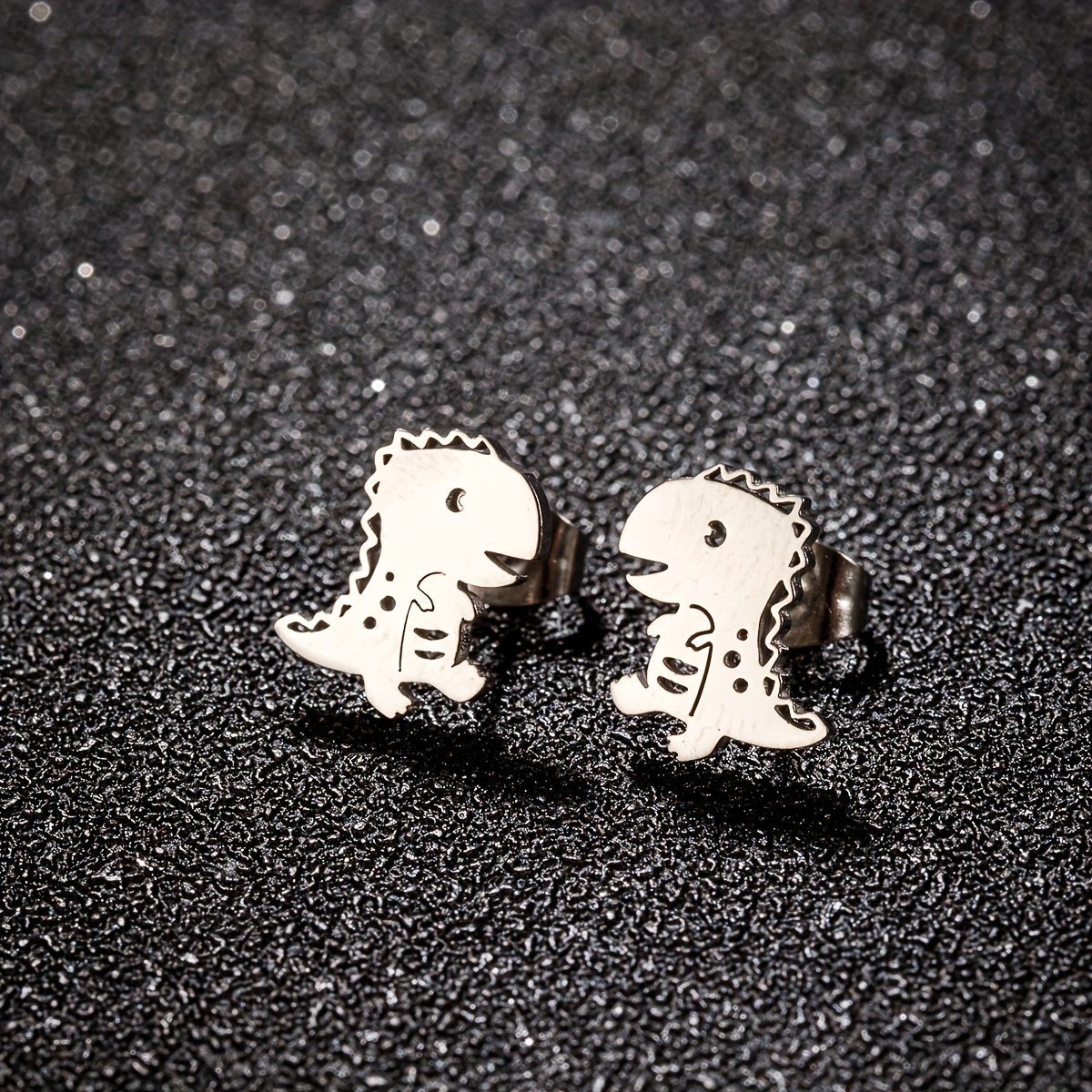 1 Pair Cute Stainless Steel Dinosaur Earrings Jewelry Minimalist Animal Earings Studs Kawaii Accessory Brinco