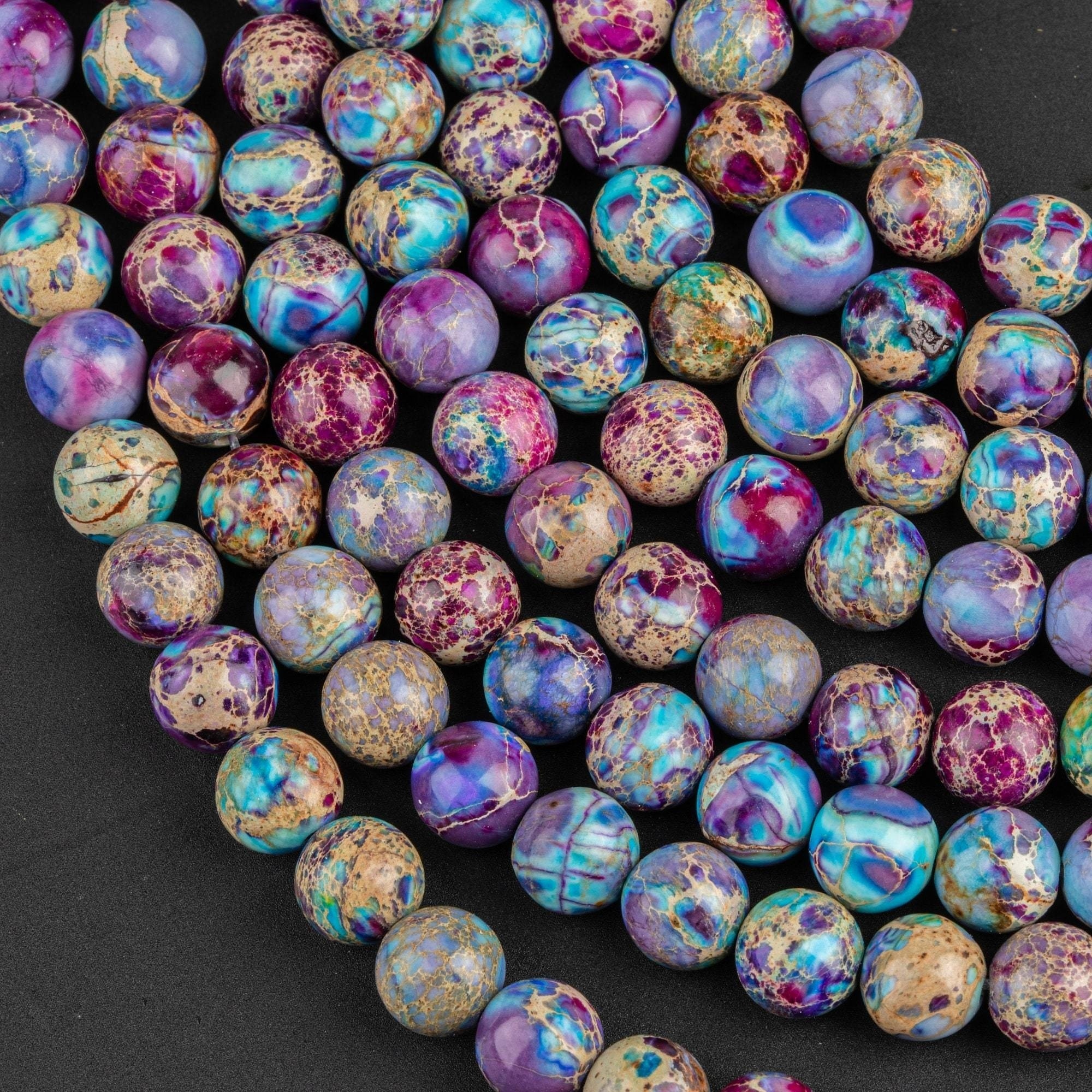 

Colorful Natural Stone Beads, 15-inch Strand, Sizes 4/6/8/10mm, Imperial Jasper Turquoise, Smooth Round Beads For Jewelry Making, Diy Bracelet Accessories