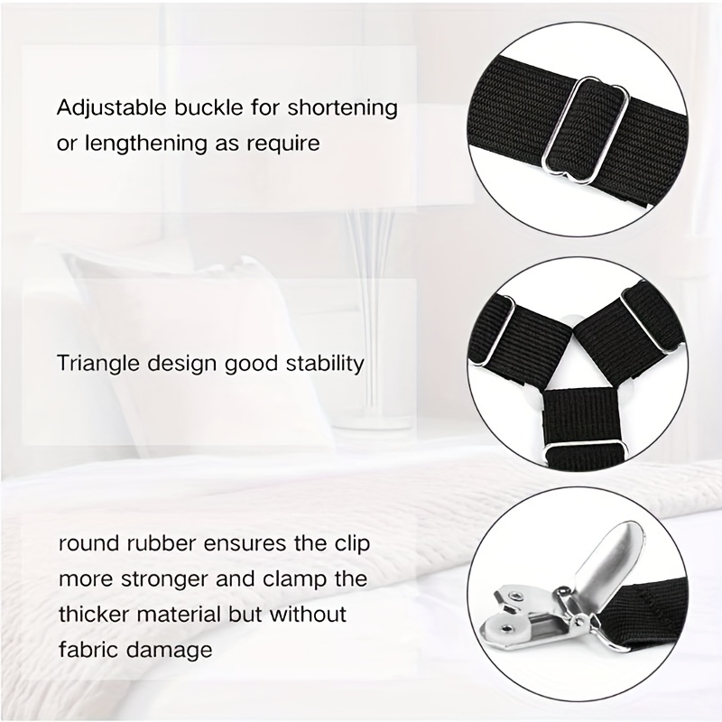 4PCS Sheet Straps Fasteners Anti-Slip Anti-Wrinkle Fitted Sheet