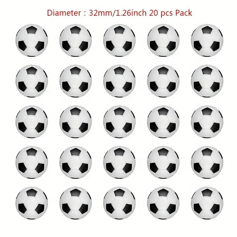 

20pcs 32mm/1.26 Inch Table Soccer Balls For Football Tabletop Game, Football Accessory Replacements, Soccer Table Balls