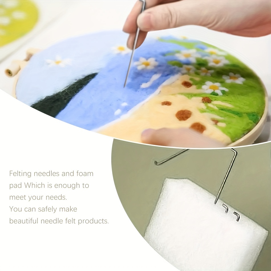 DIY Wool Embroidery Craft kit Felt Painting Embroidery Frame Landscape Wool  Needle Picture Decoration For Adults Kids