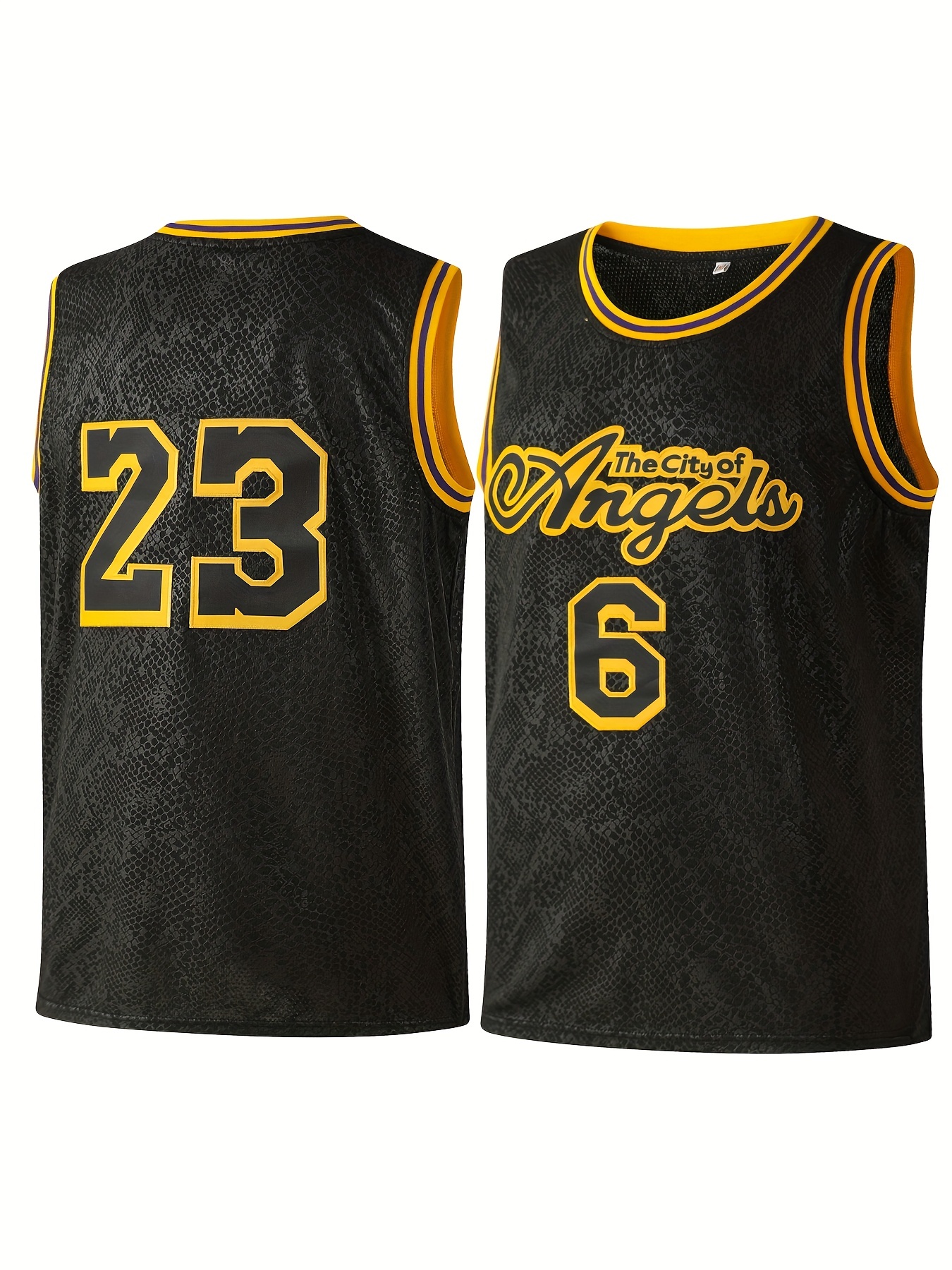 Temu Boy's The City of Angels #6/23 Embroidered Basketball Jersey, Retro Breathable Sports Uniform, Sleeveless Basketball Shirt for Training Competition