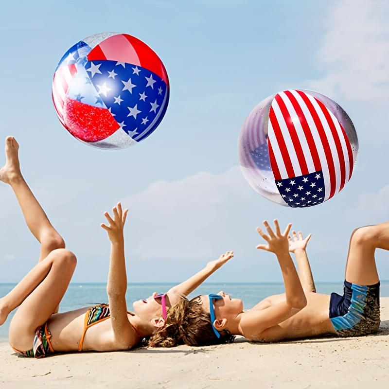 Pvc Sequin Star Pool Beach Ball Inflatable Glitter Flag Toy - Temu