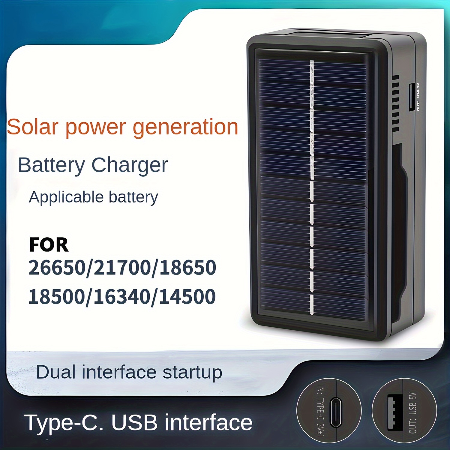  Cargador solar, 20000 mAh, portátil, impermeable, cargador de  batería solar para exteriores, paquete de baterías externas de reserva para  camping, salida de puertos USB de 5 V, 2 linterna de luz