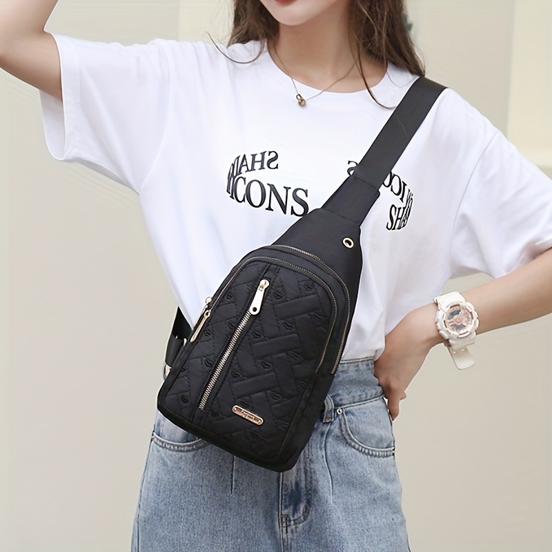 Love Embroidered Nylon Chest Bag, Stylish And Simple Outdoor Travel Messenger  Bag - Temu