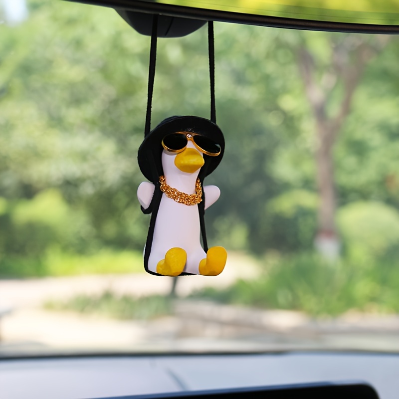 Car Swing Duck Pendant Hanging Ornament Wearing Hat + Chain - Temu