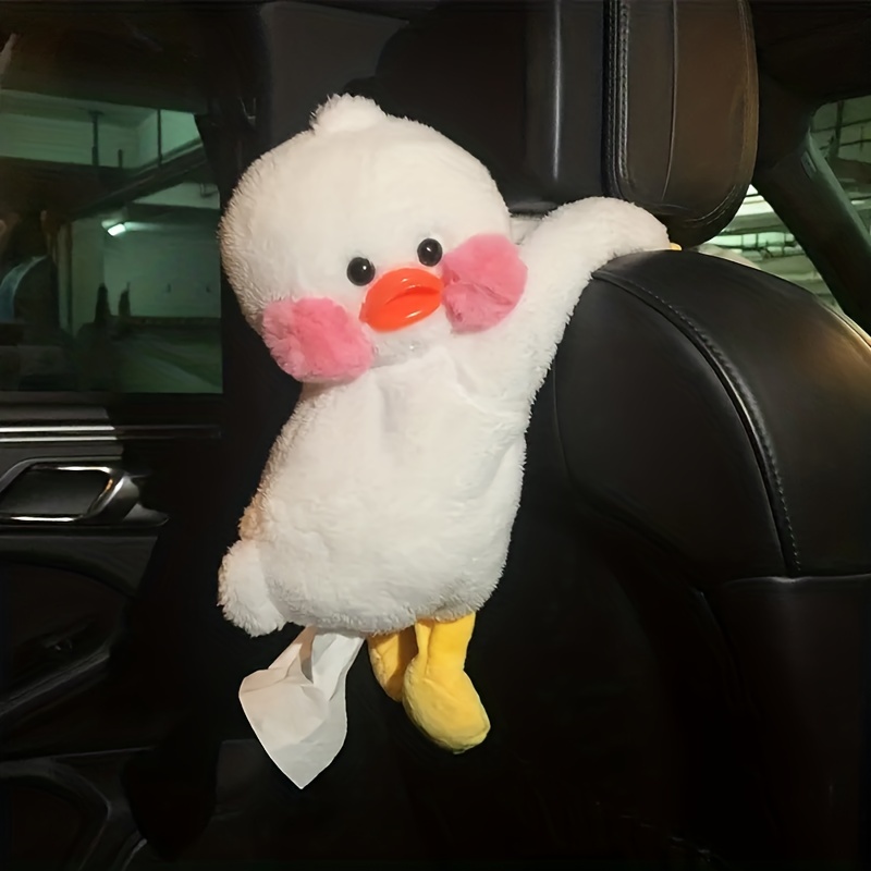 1pc Kawaii Car Accessories Car Seat Back Tissue Holder Armrest Paper  Container Duck Plush Car Tissue Box