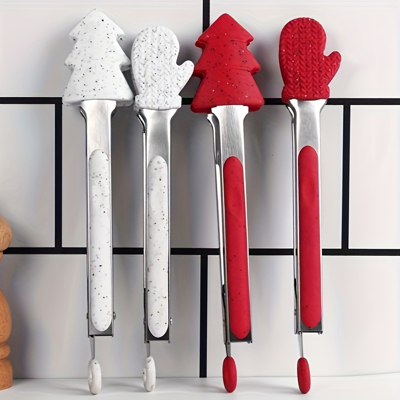 Non slip Christmas Theme Silicone Tongs With Stainless Steel - Temu