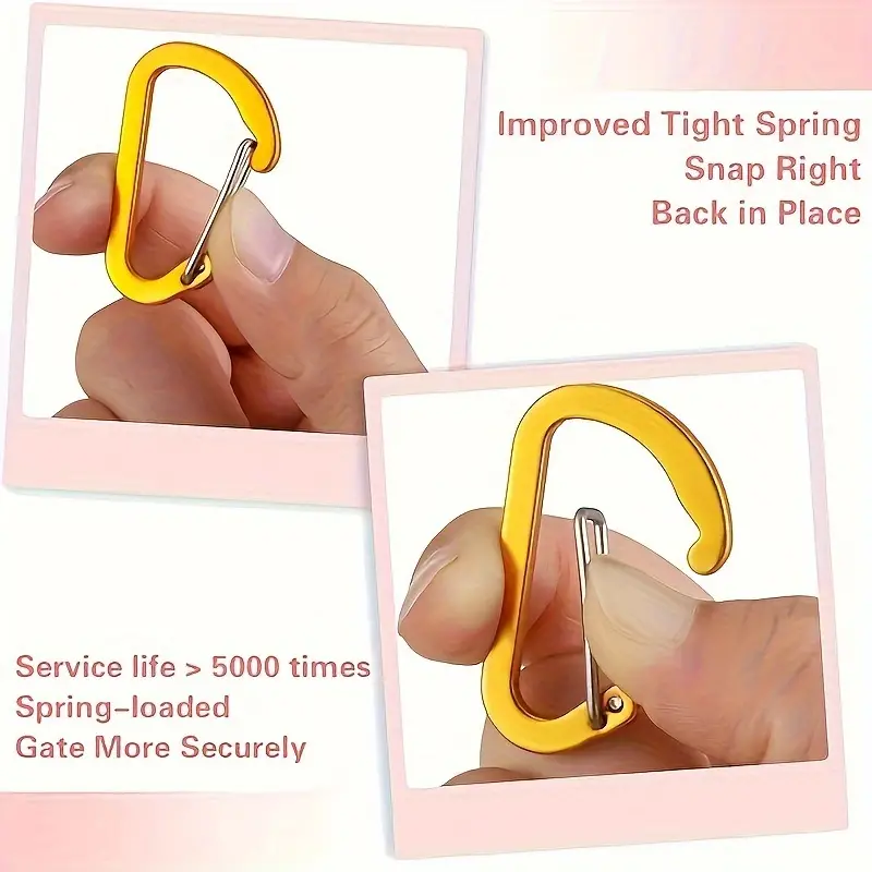 2' Aluminum D Ring Carabiners Clip D Shape Spring Loaded Gate