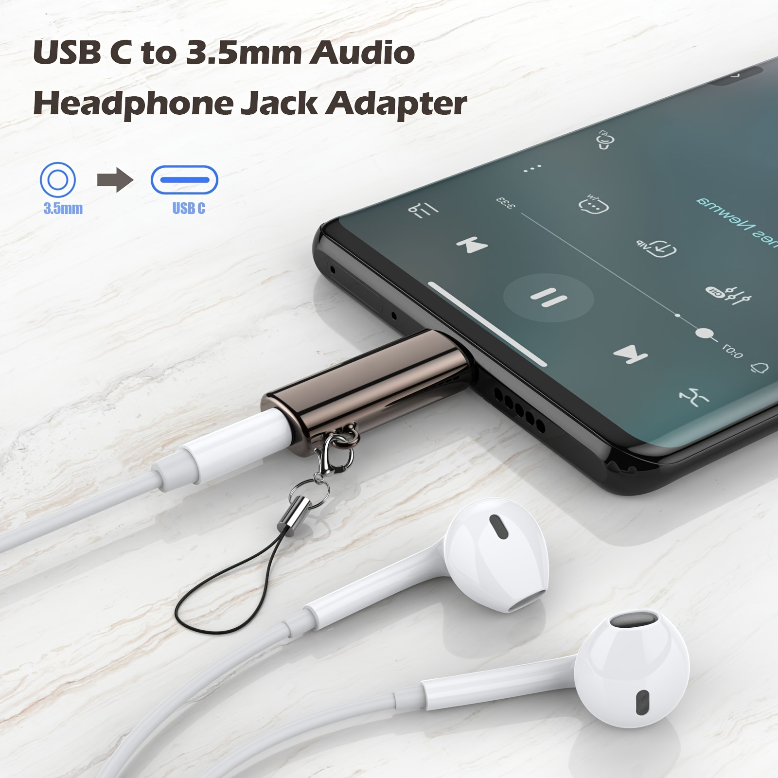  JSAUX USB Type C to 3.5mm Female Headphone Jack Adapter, USB C  to Aux Audio Dongle Cable Cord Compatible with iPhone 15 Pro Max/15 Pro/15  Plus, Samsung Galaxy S23/S22/S21 Ultra, iPad