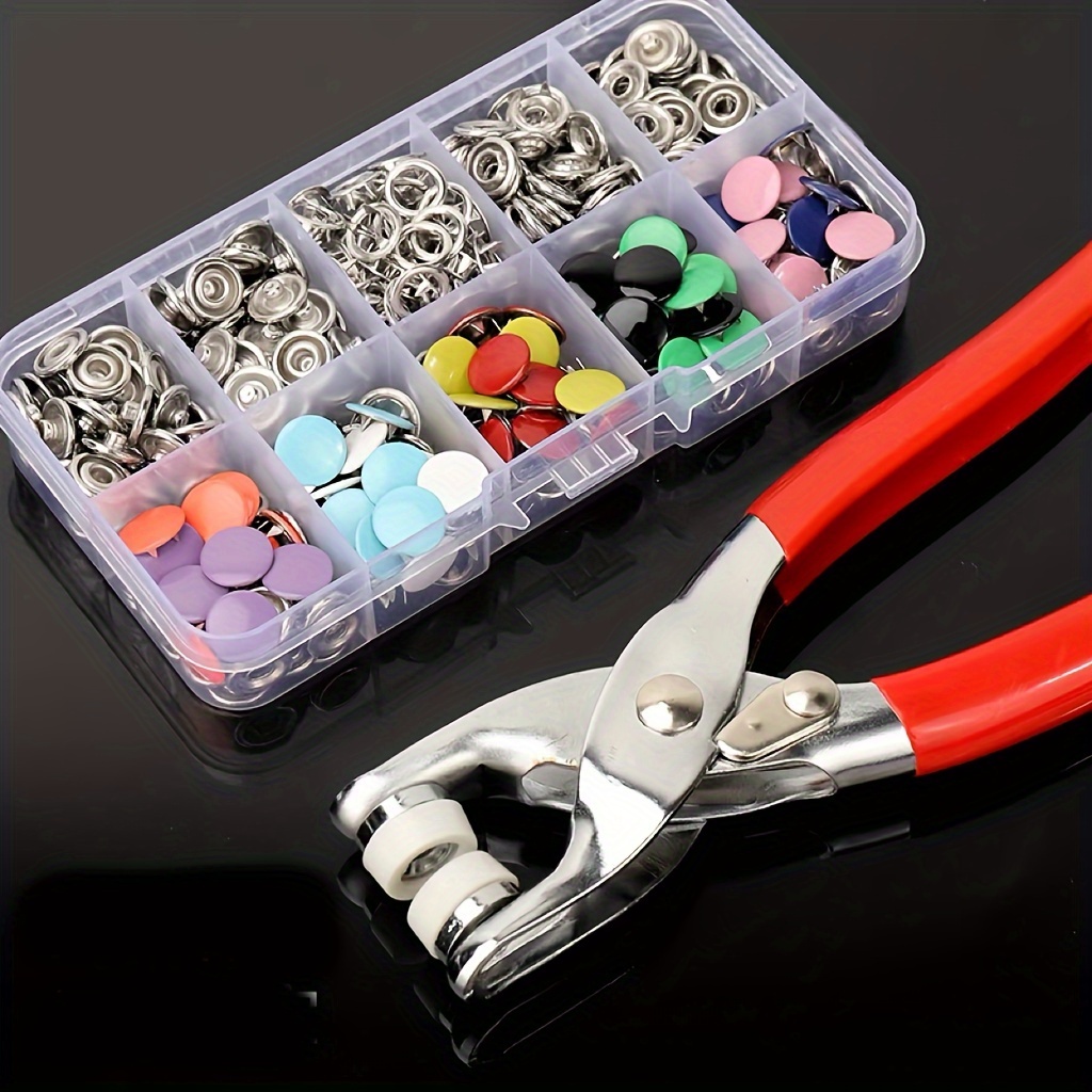 460 Sets 24Color Cenoz Snap Plastic Fasteners Button with Pliers Tool, T5 Resin Plastic Button Sewing Fasteners Punch Poppers No Sew Buttons for