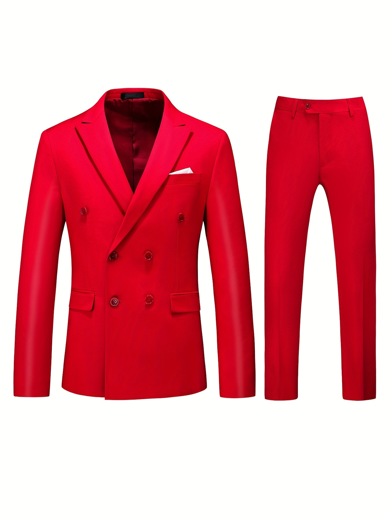 Solid Suits, Men's Two-piece Buckle Back Split Lapel Coat + Pants, Fashion  Business Suit Classic Regular Fit Solid Color - Temu