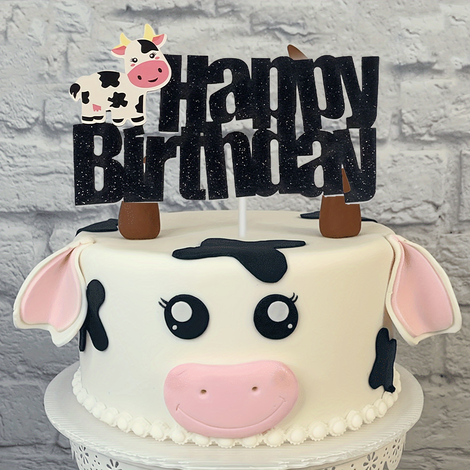 Cow Cake Topper Happy Birthday Sign Cake Decorations Cow - Temu