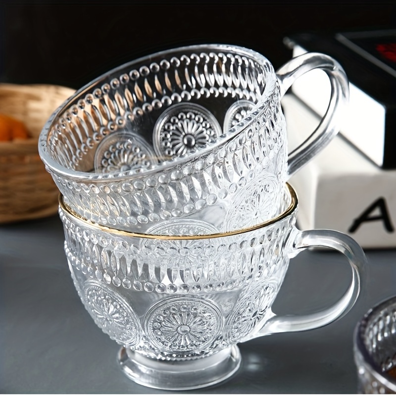 Sunflower Glass Cups With Handle Clear Glass Water Cups - Temu