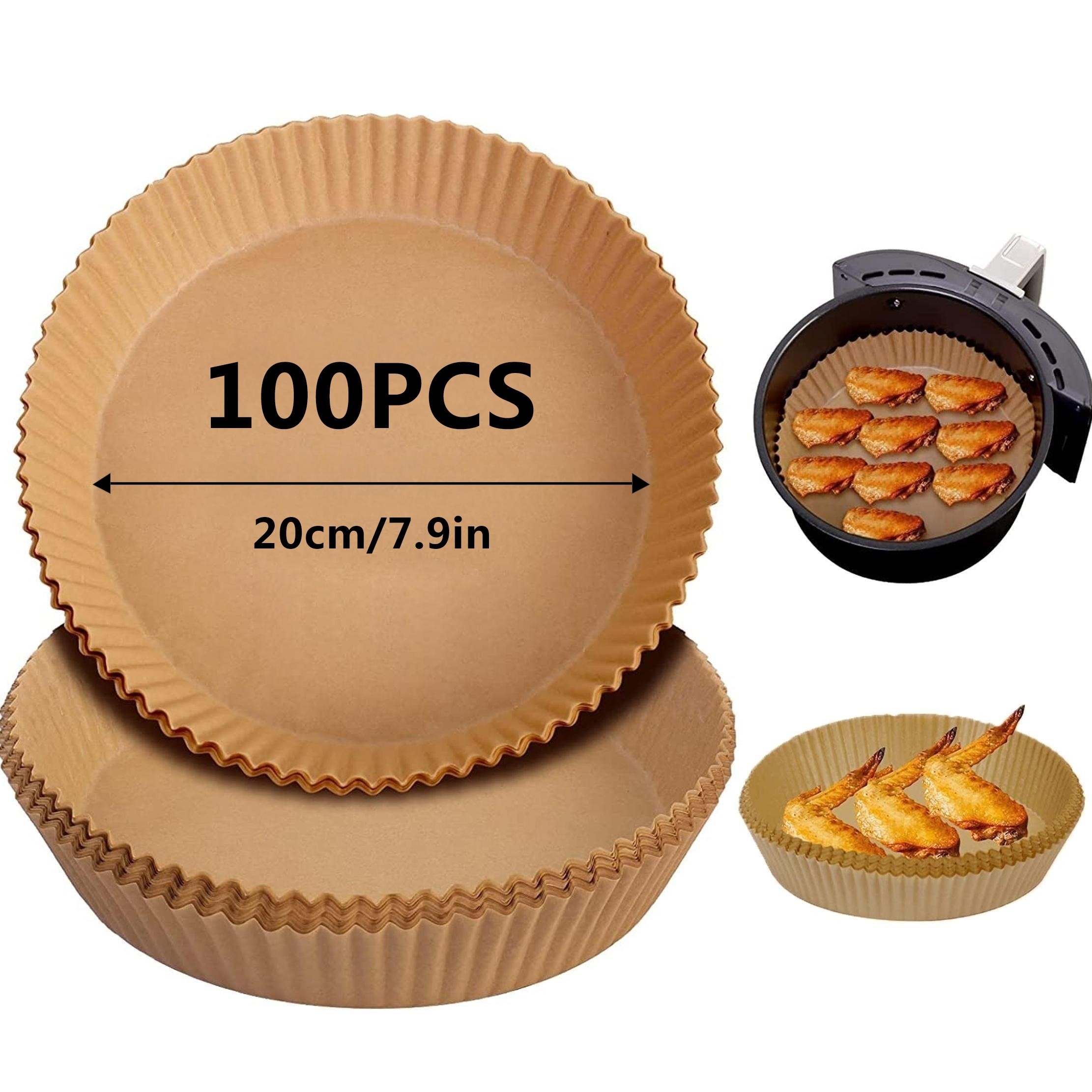 Air Fryer Liners 100 Pieces large 20CM 7.9 inch Non-stick