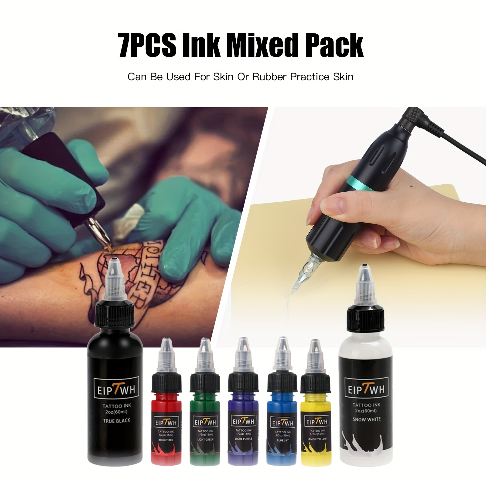 7pcs Professional Tattoo Ink Set Long-Lasting Fast Coloring Pigment Kit  Tattoo Pigment Tattoo Supply for Tattoo Kit