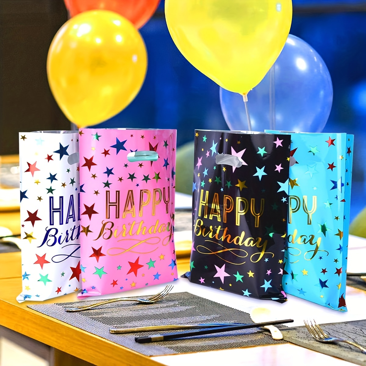 Bolsas de regalo de feliz cumpleaños para niños, bolsas de papel
