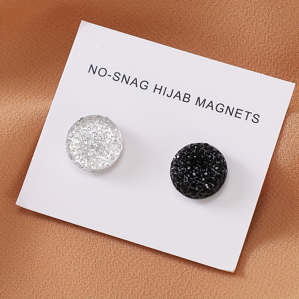 

2pcs/set Shinny Design Hijab Pins, Stronger Magnetic Buckles, Stylish Monochrome Ramadan Scarf Safety Pins