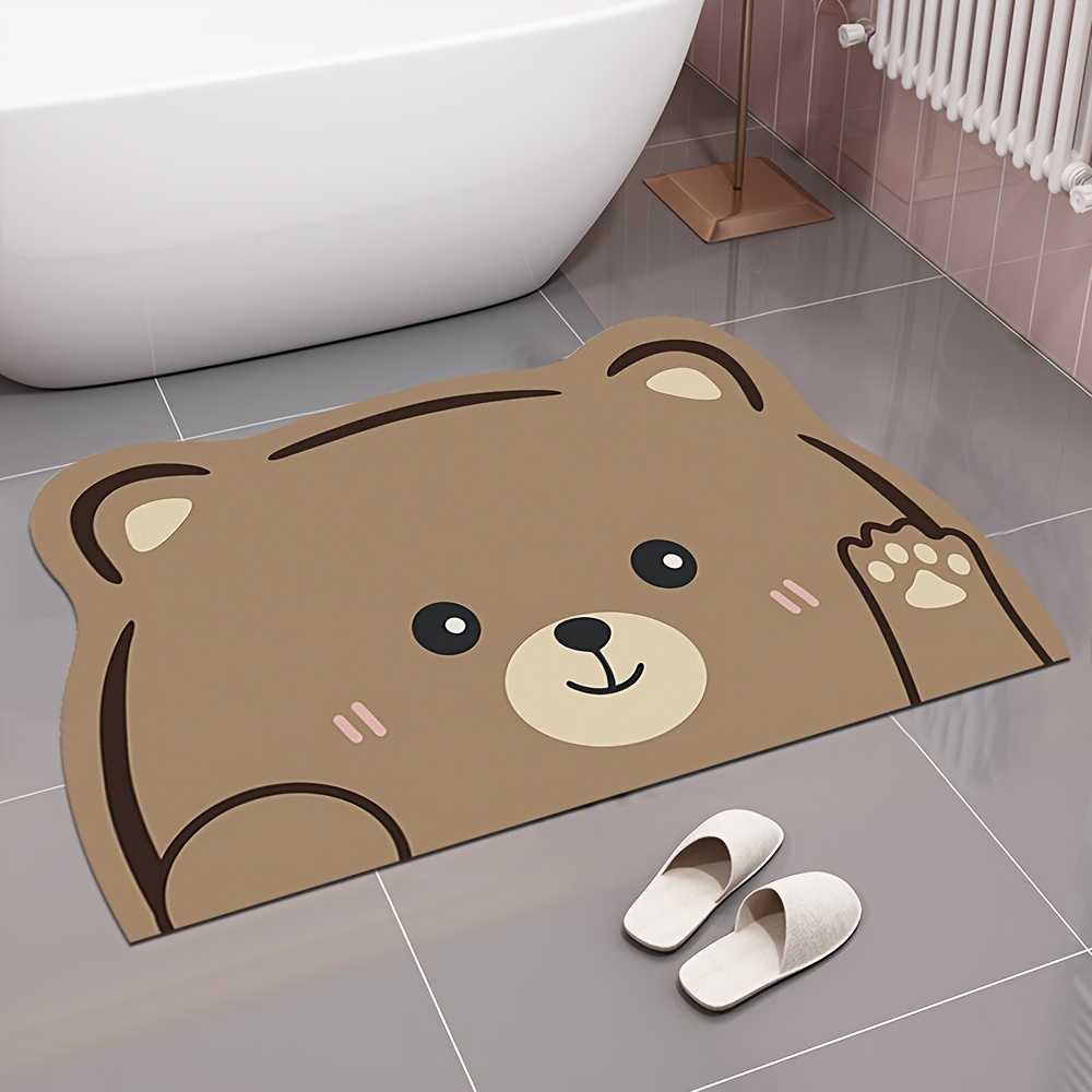 1pc Cartoon Lazy Cat Printed Pet Door Mat, Anti-slip & Water