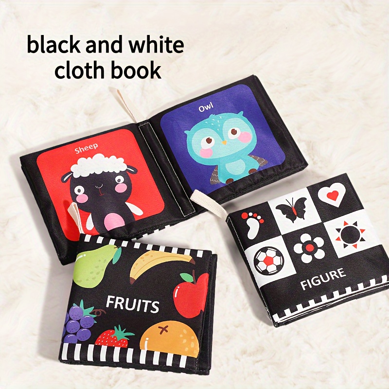 2 piezas de libros de tela suave para bebés de 0-3, 3-6 meses de alto  contraste sensorial al tacto, juguetes para bebés de 6 a 12 meses, libro