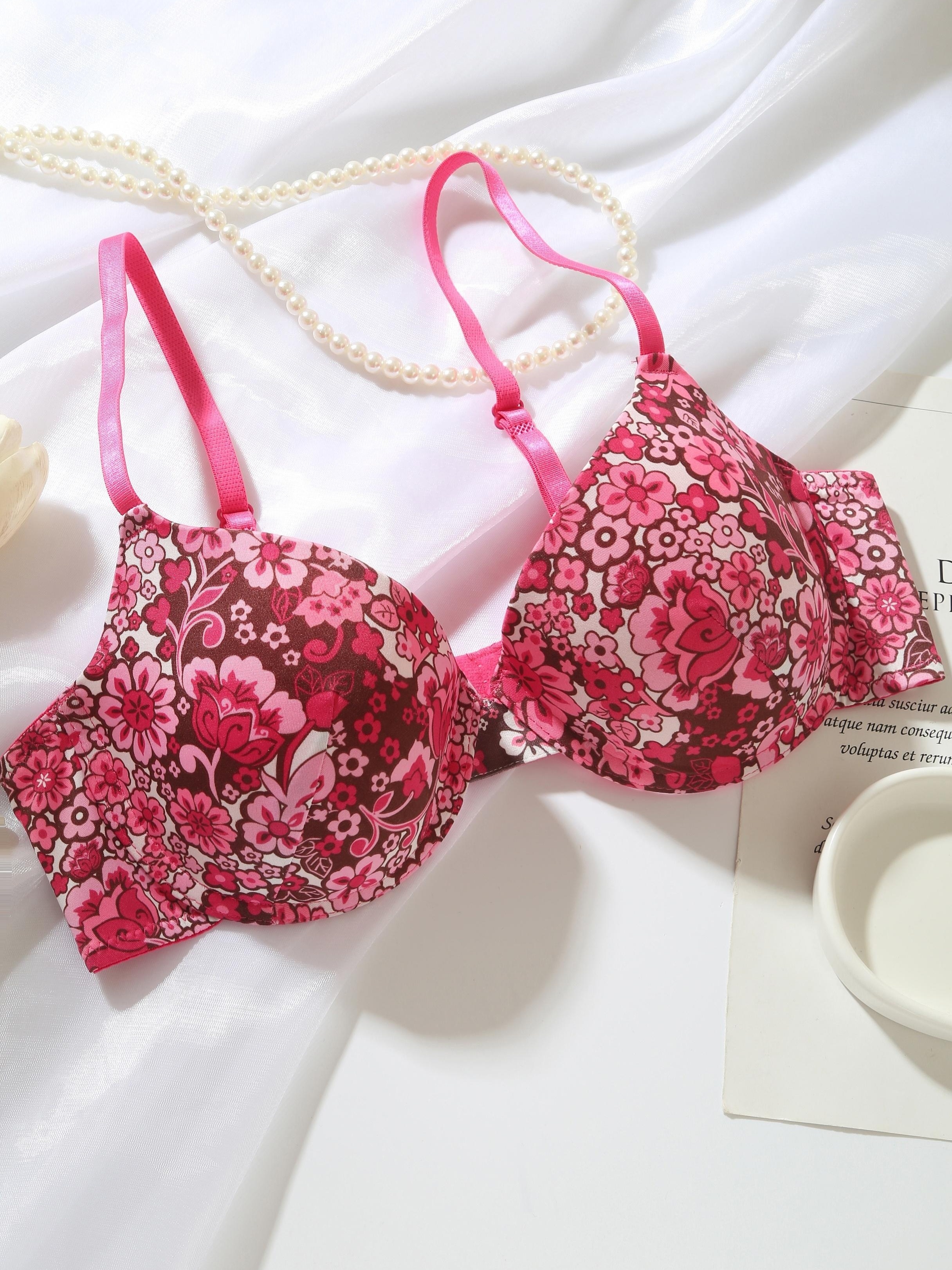 Women Silky Floral Printed Push Up Bras Full  