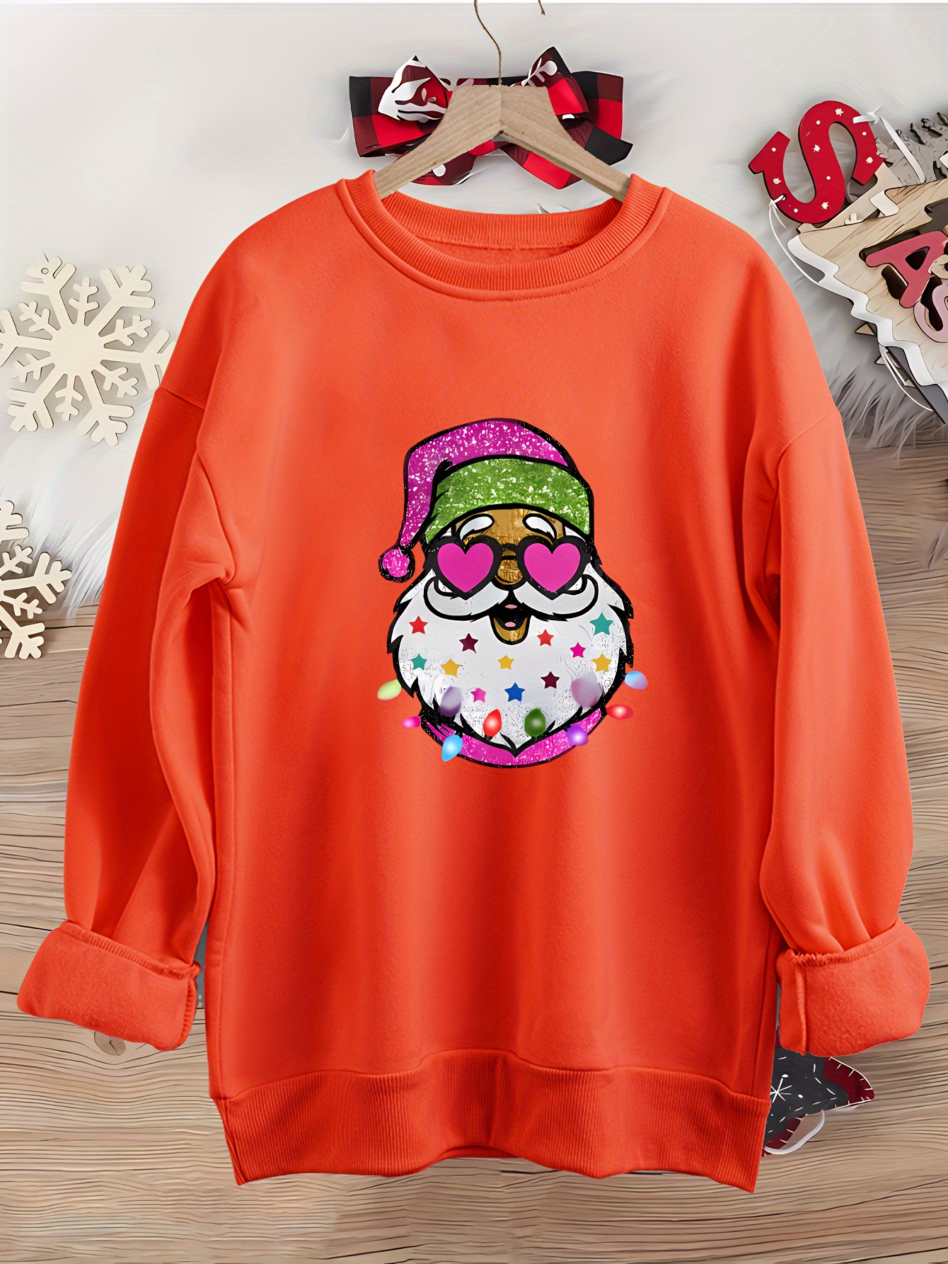 Sudadera Casual Con Cuello Redondo Y Estampado Navideño De - Temu