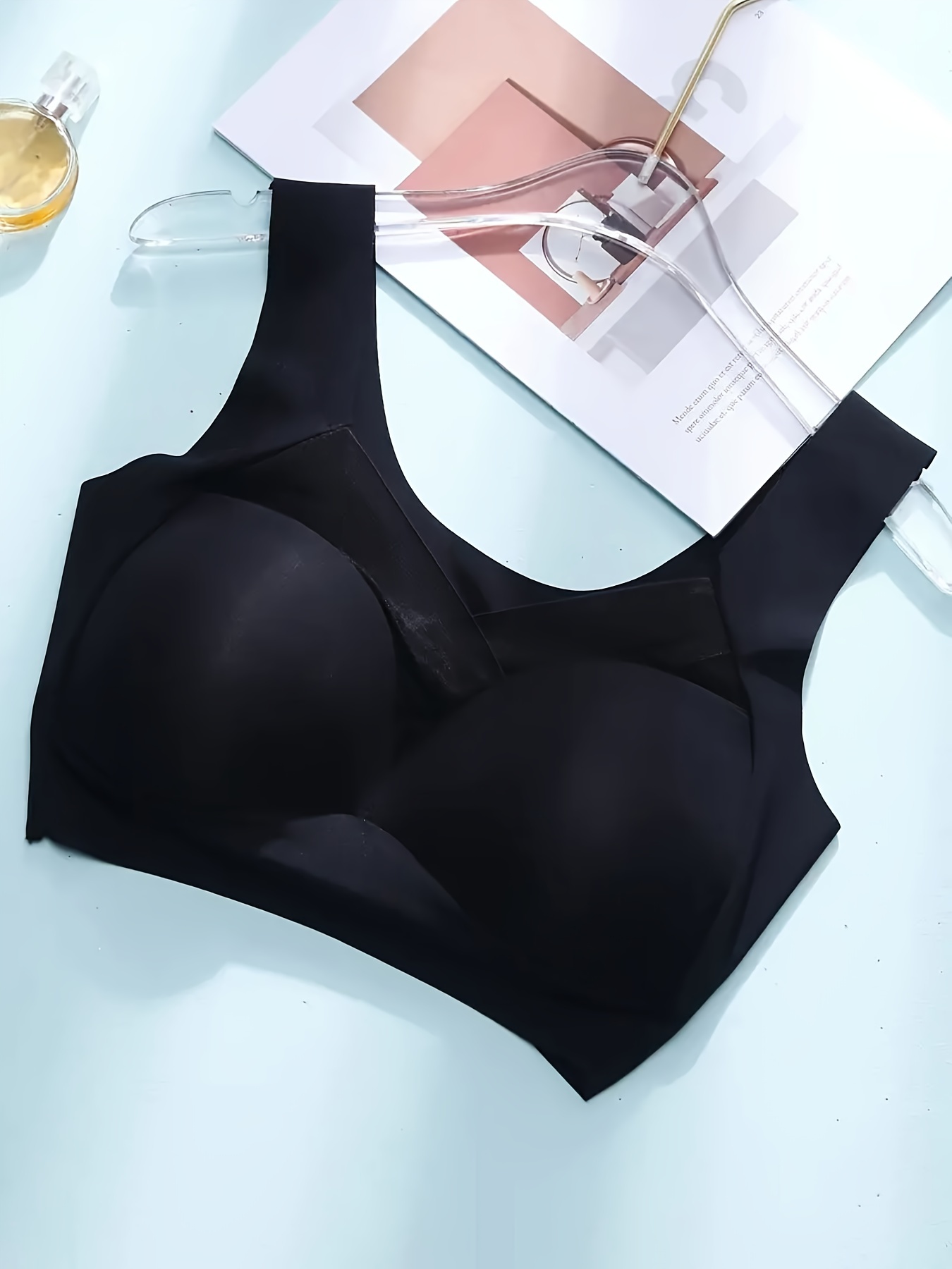 Mesh Stitching Wireless Bra, Comfy & Breathable Full Coverage Bra, Women's Lingerie & Underwear